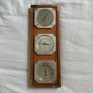 Vintage Sunbeam Wood Wall Weather Station Thermometer Barometer Hygrometer USA